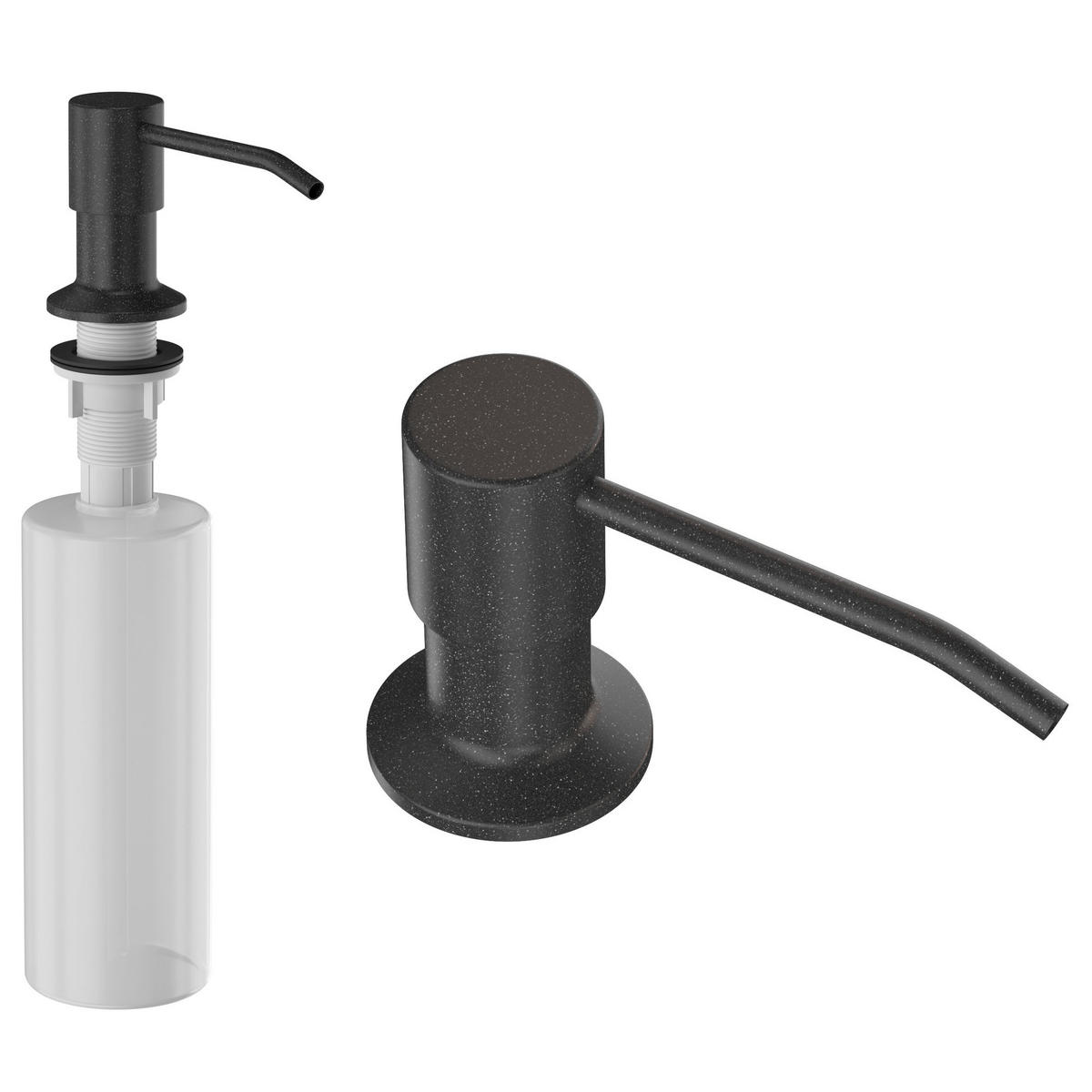 SPÜLBECKEN Best mit Batterie Siphon - Schwarz, Kunststoff/Stein (50/40/18cm) - Granitan