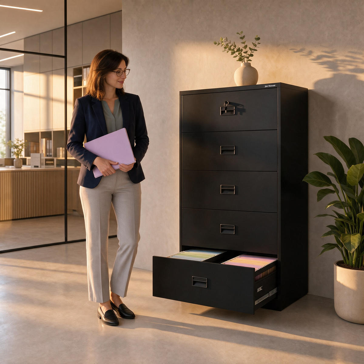 AKTENSCHRANK aus Metall SARA XL V5 162x90x60 cm - Schwarz, Metall (90/162/60cm) - Jan Nowak
