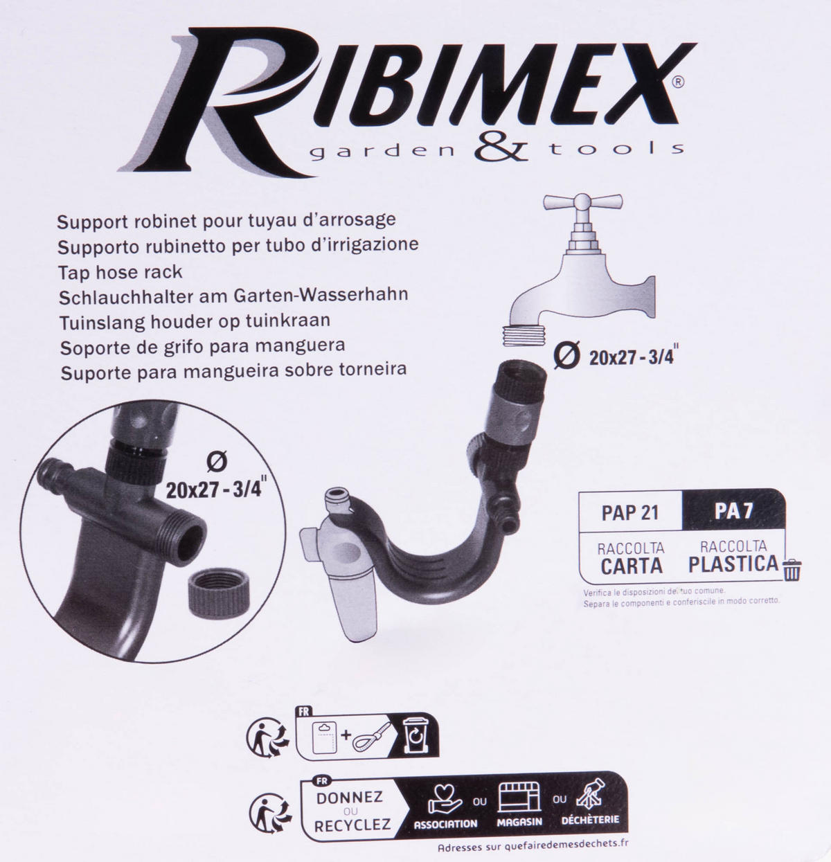 GARTENSCHLAUCHANSCHLUSS Ribimex Ø 20/27 - Anthrazit, Kunststoff (12/22.5/13cm)
