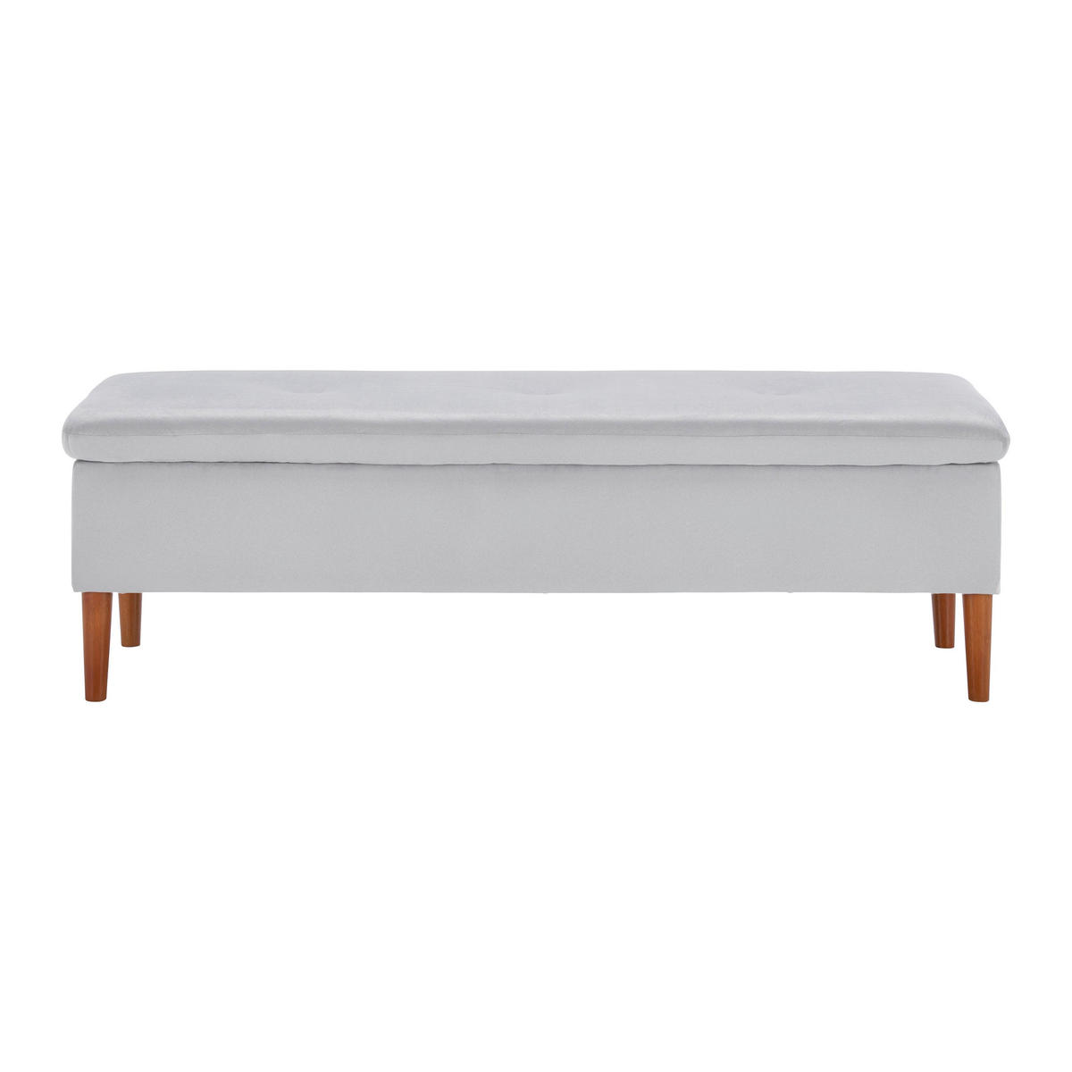 HOCKERBANK Jessy Hellgrau Samt Gepolstert mit Stauraum - Hellgrau, Holz (150/50/55cm) - Bessagi Home