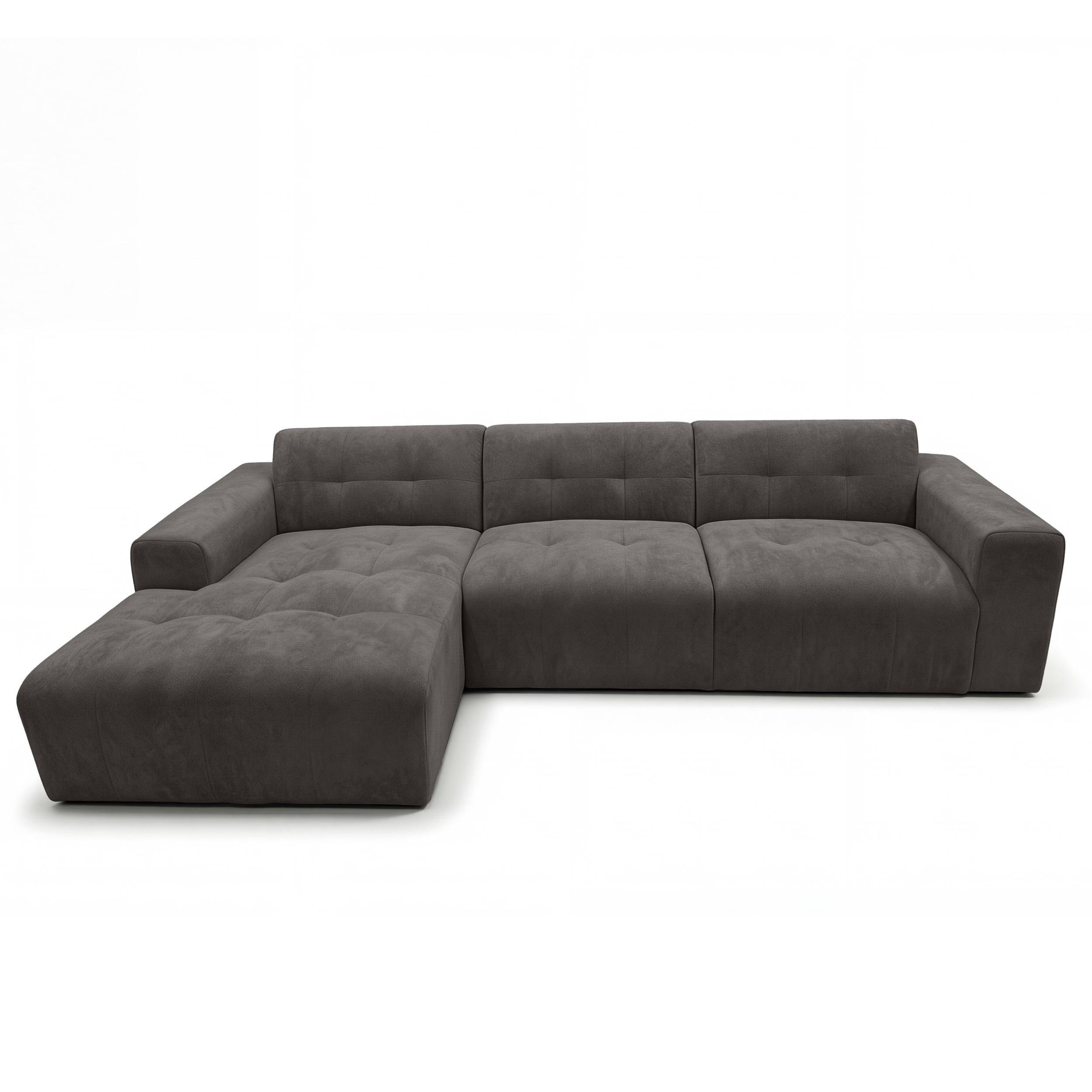 ECKSOFA L Form Corlu Dunkelgrau 310/165/78 cm – stilvolle kleine Eckcouch Links - Dunkelgrau/Schwarz, Kunststoff/Textil (310/165cm) - AX Living