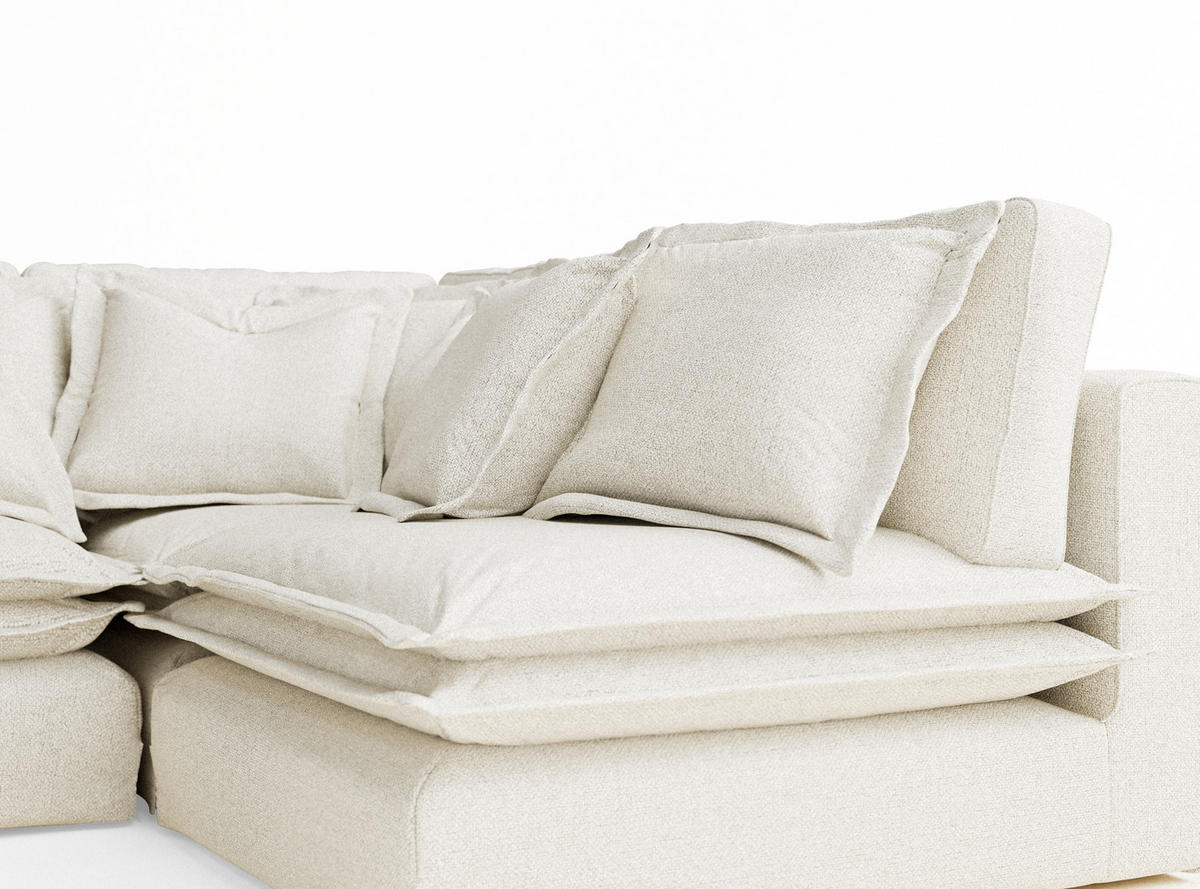 ECKSOFA Amalfi Creme Webstoff - Creme/Schwarz, Holz/Holzwerkstoff (238/222cm) - Maison de Reve