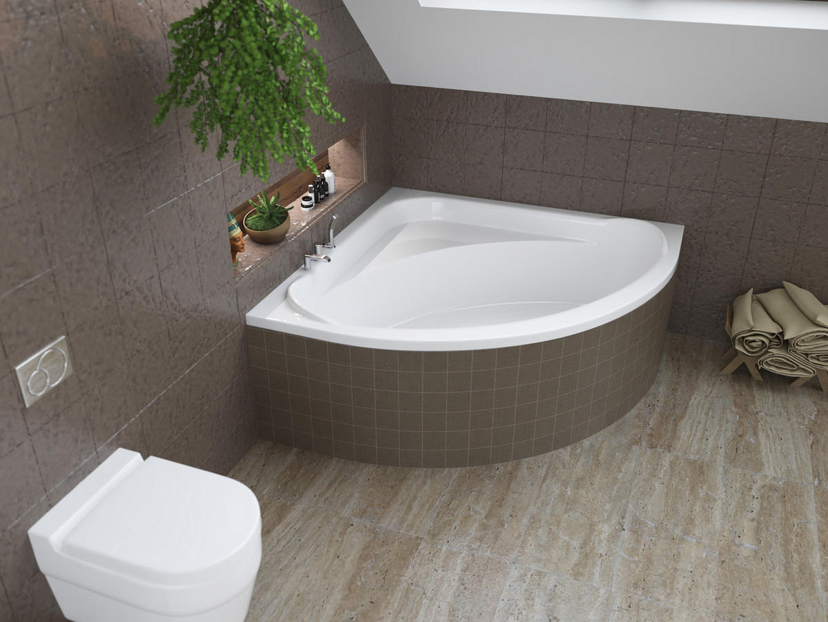 BADEWANNE Eckwanne STANDARD 150/150 Ablauf & Füße - Weiß, Kunststoff (150/62/150cm) - bad land