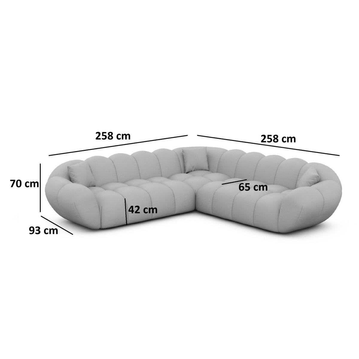 ECKSOFA Liva Beige Strukturstoff - Beige, Textil (258/258cm) - VAROYAL