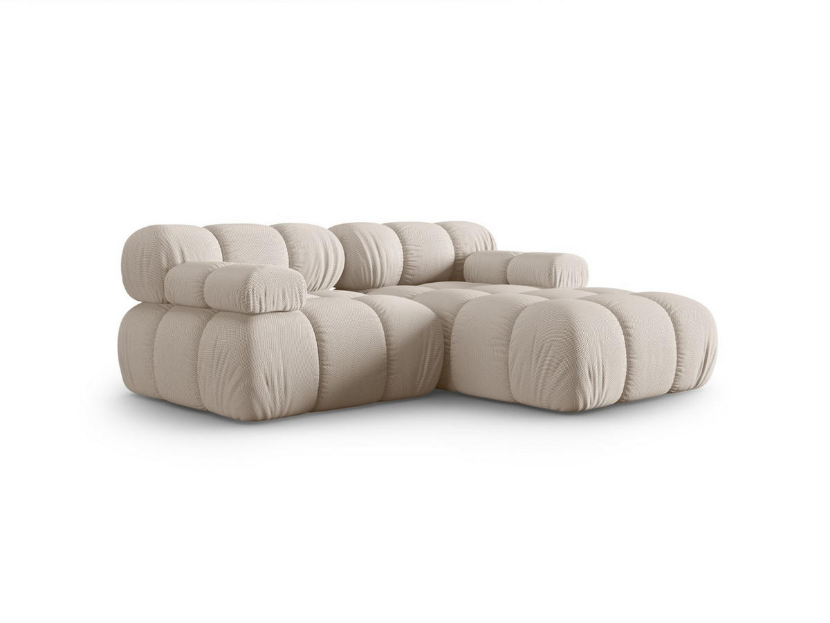 ECKSOFA modular rechts Bellis aus 3D-Stoff leichtes beige 3 Sitzplätze - Creme, Textil (155/188cm) - Micadoni
