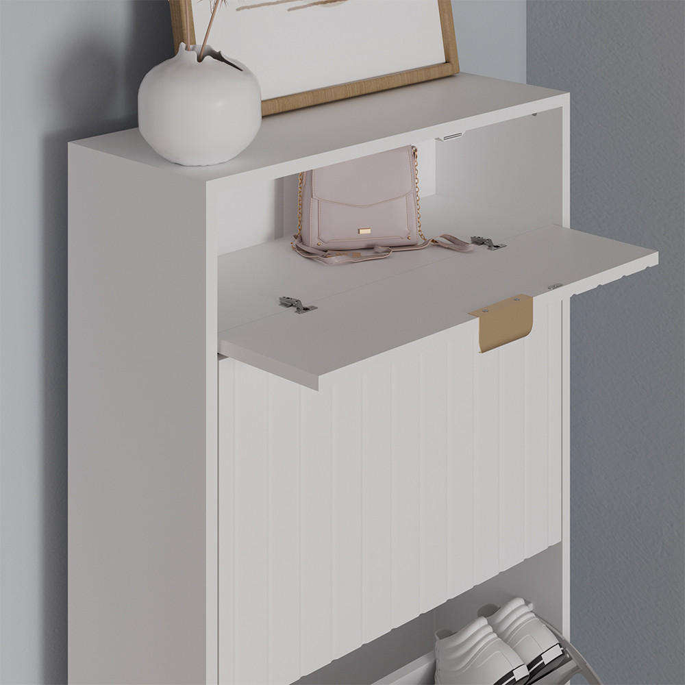 SCHUHSCHRANK Helge Weiß 60 x 145 cm 3 Fächer - Weiß, Holzwerkstoff (60/145/23.5cm) - Vicco