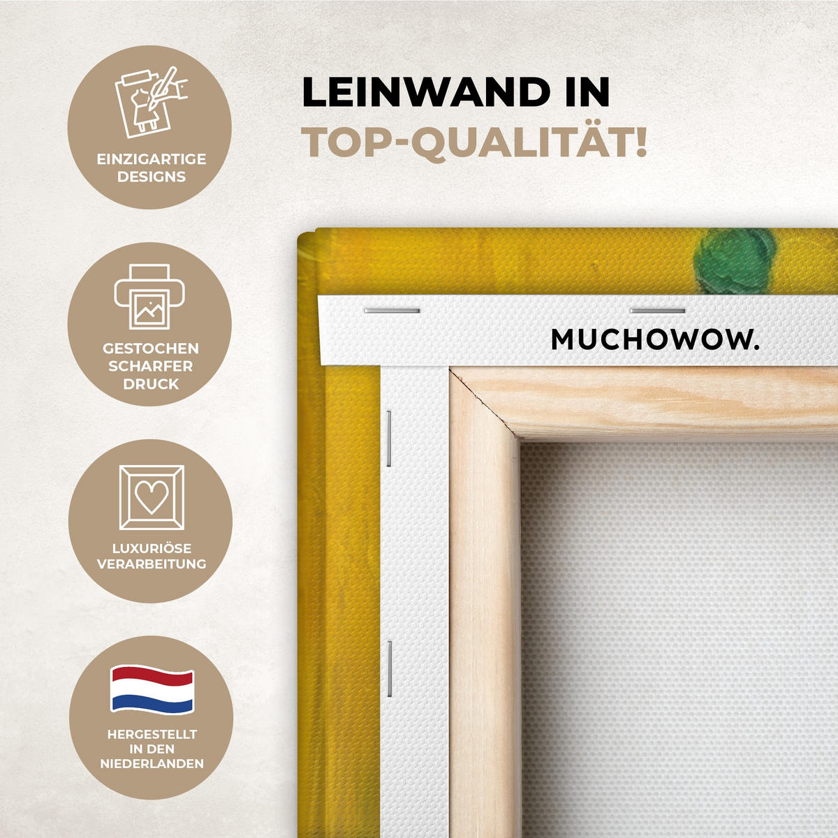 LEINWANDBILD Frida Kahlo - Frau - Gelb - Blau - Blumen 50x50 cm - Gelb, Textil (50/50cm) - MuchoWow