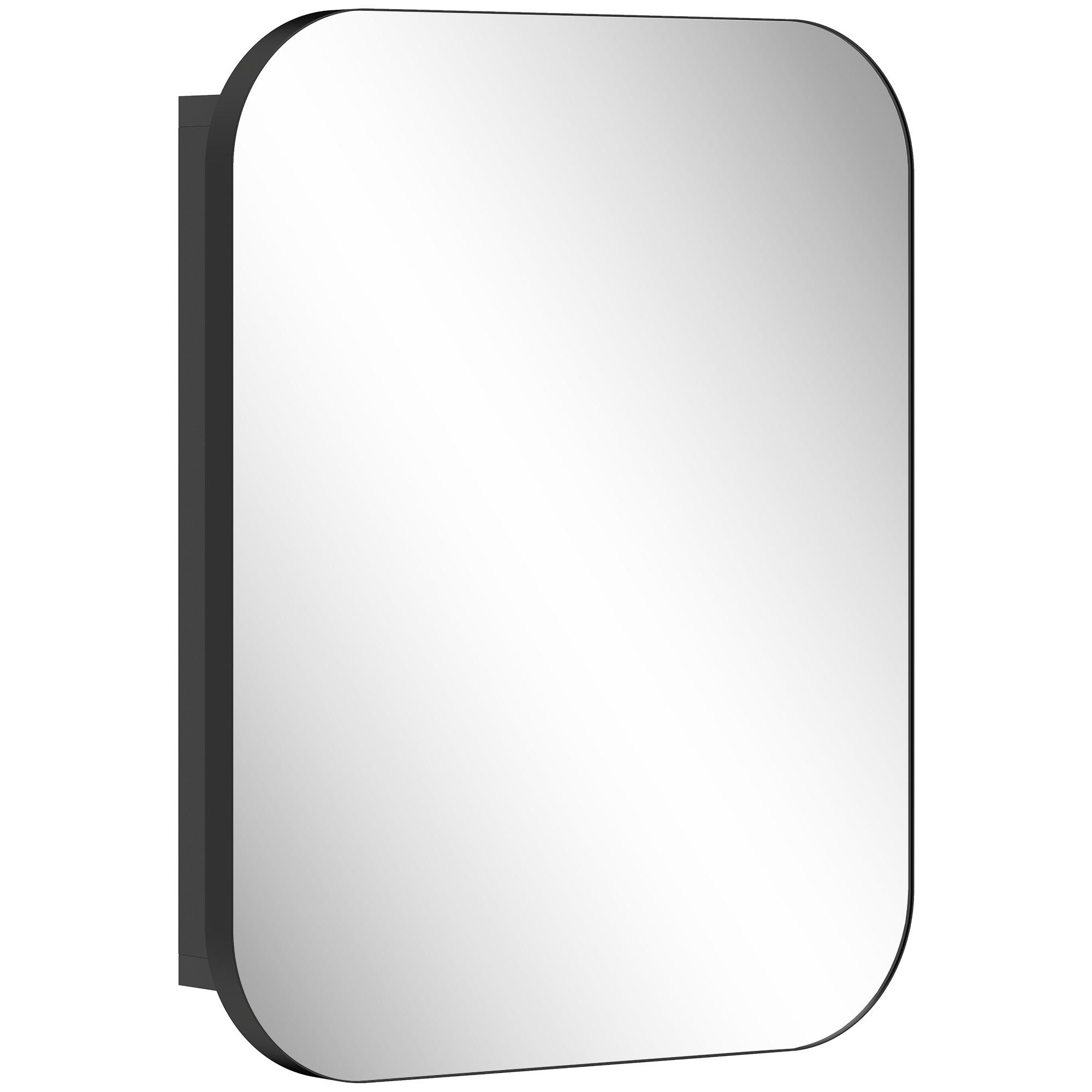 BAD-SPIEGELSCHRANK Spanplatte Glas Schwarz - Schwarz, Holzwerkstoff (40.2/50.9/10.2cm) - HOMCOM