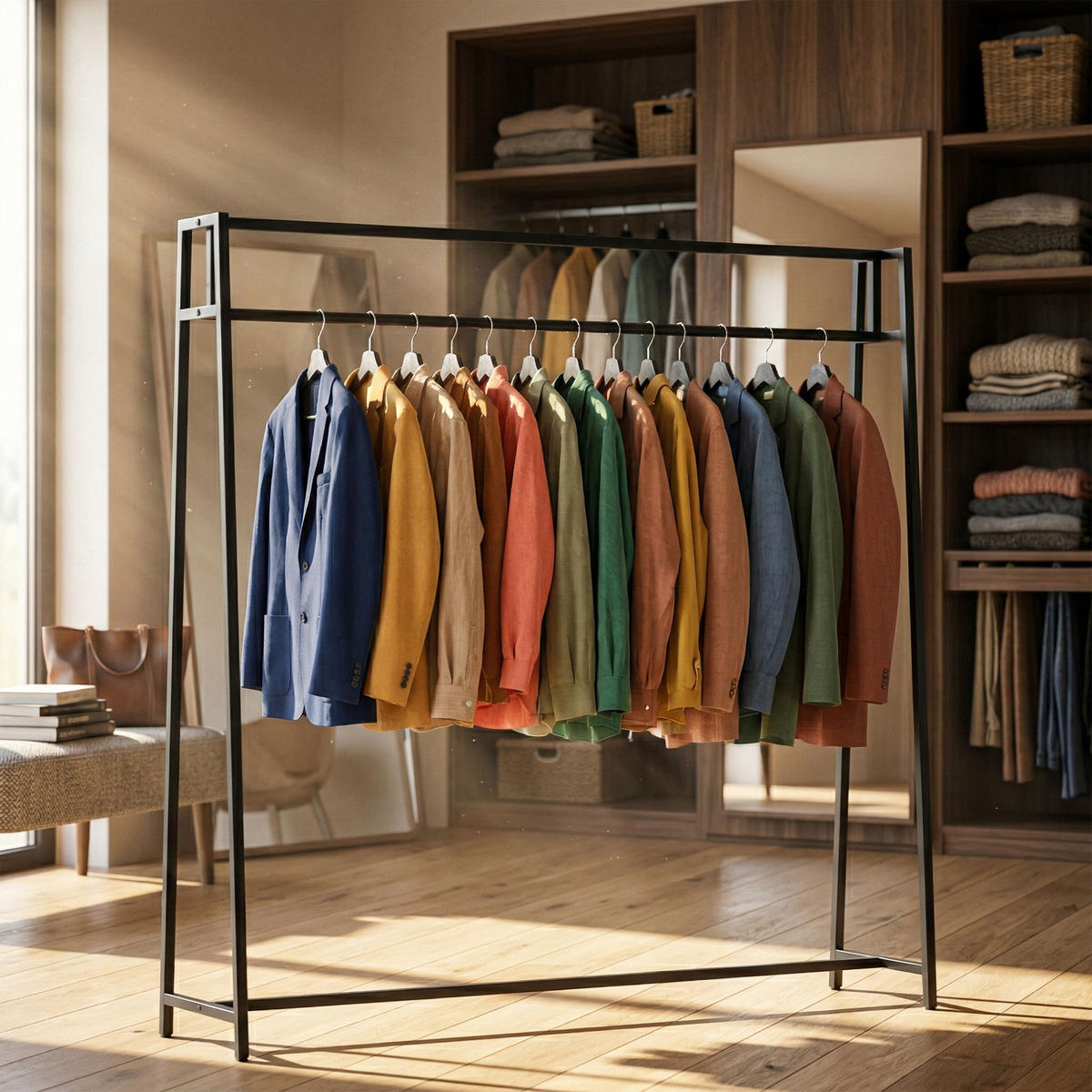 KLEIDERSTÄNDER Fritz 150x35x150cm Metall Schwarz Kleiderstange - Schwarz, Metall (150/150/35cm) - DELUKE