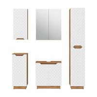 BADMÖBEL-SET Lotta Eiche/Weiß mit Kachelstruktur 5 Teile - Eichefarben/Weiß, Holzwerkstoff (59.8/62.1/32cm) - Vicco