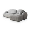 ECKSOFA MODENZA N R-S Hellgrau Boucle-Stoff mit Schlaffunktion - Hellgrau, Holz (266/148cm) - MASSENO