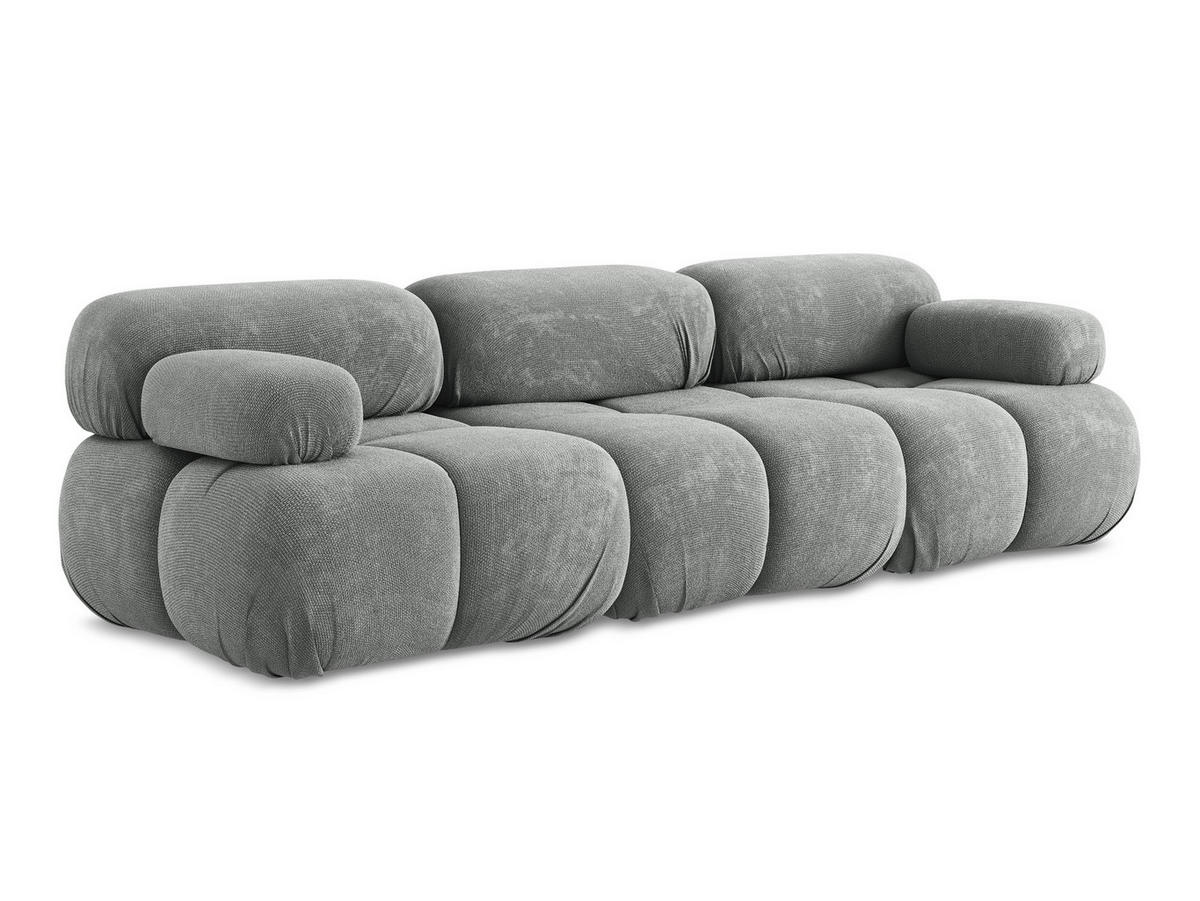 3-SITZER SOFA Chenille Stoff Grau - Blau/Schwarz, Kunststoff/Textil (285/70/96cm) - Makamii