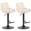 BARHOCKER 2er Set Lederlook creme - Creme/Schwarz, Textil/Metall (43/90/50cm) - CLP
