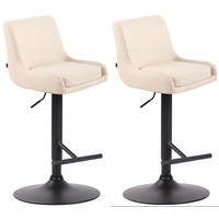 BARHOCKER 2er Set Lederlook creme - Creme/Schwarz, Textil/Metall (43/90/50cm) - CLP