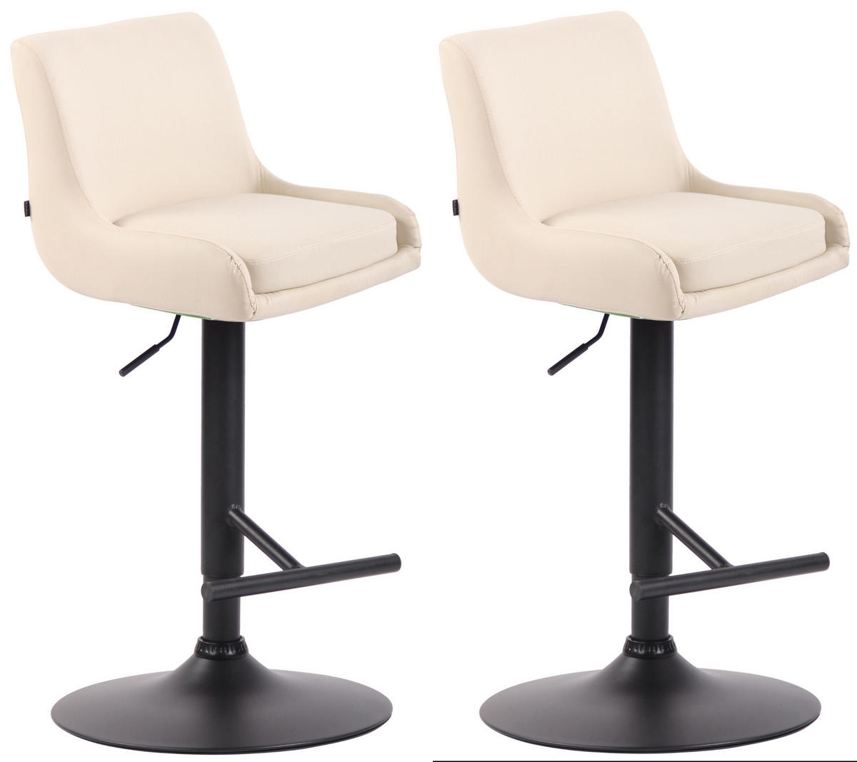 BARHOCKER 2er Set Lederlook creme - Creme/Schwarz, Textil/Metall (43/90/50cm) - CLP
