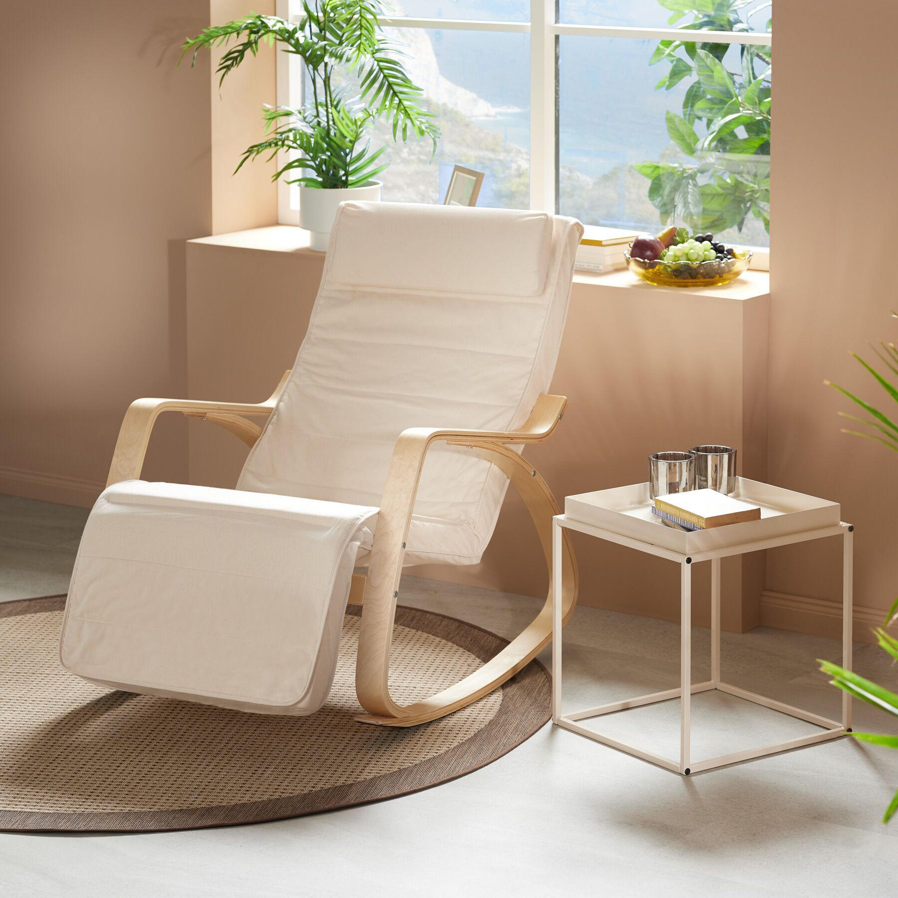 Thumbnail - tectake Beistelltisch, Creme, Metall, Beton Optik, 40x44x40 cm, Wohnzimmer, Wohnzimmertische, Beistelltische