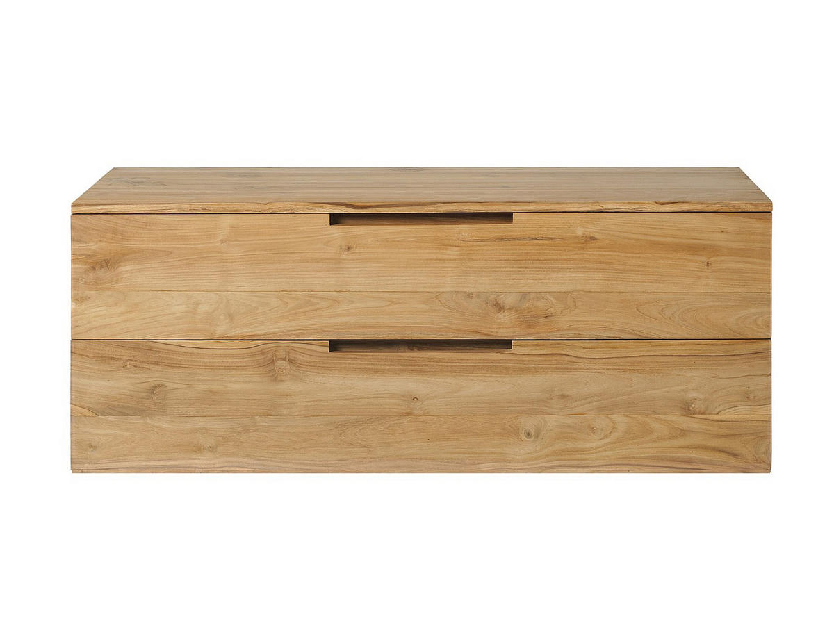 DOPPELWASCHTISCH - 115 cm x 45 cm - keramik - naturfarben hell Bimbing - Weiß, Keramik/Holz (115/45/45cm) - Vente-Unique