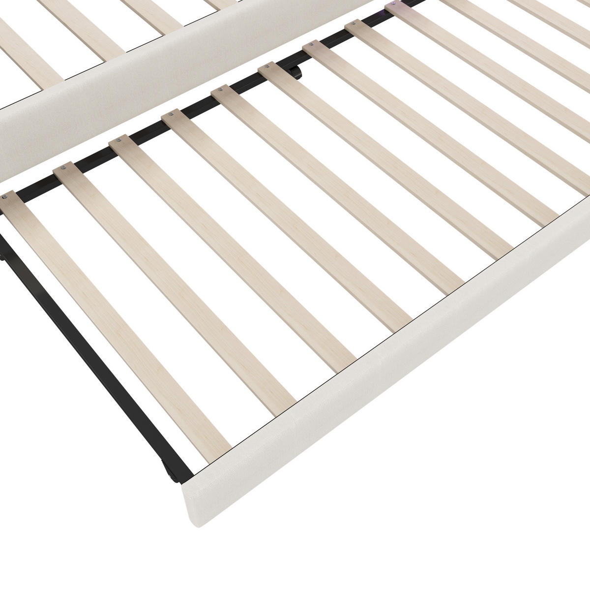 POLSTERBETT aus Leinen 140x200 cm in Beige mit LED & USB-C - Beige, Textil (140/200cm) - Modfu