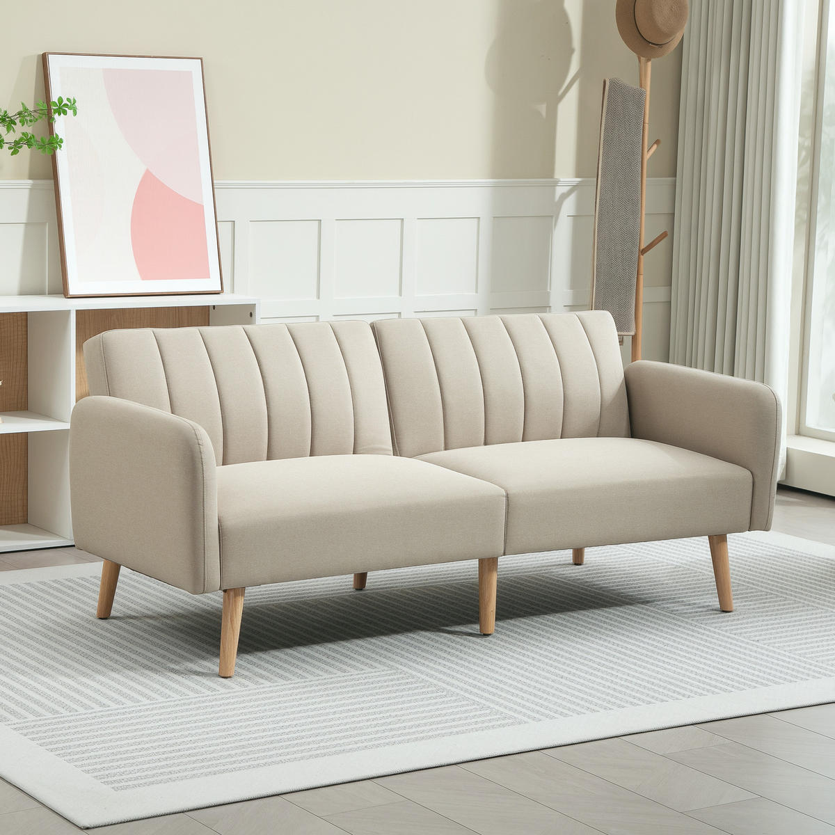 SCHLAFSOFA 2er-Sitz DE-14588 3-fach verstellbare Rückenlehne Beige - Beige, Holzwerkstoff (173/73/75cm) - ComfortXL
