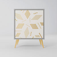 SIDEBOARD SPOTTED DAZE, Grau, 57,5x42x75,5 cm, Goldfarbene Metallfüße - Goldfarben/Multicolor, Holzwerkstoff/Metall (57.5/75.5/42cm) - SpaceRebels