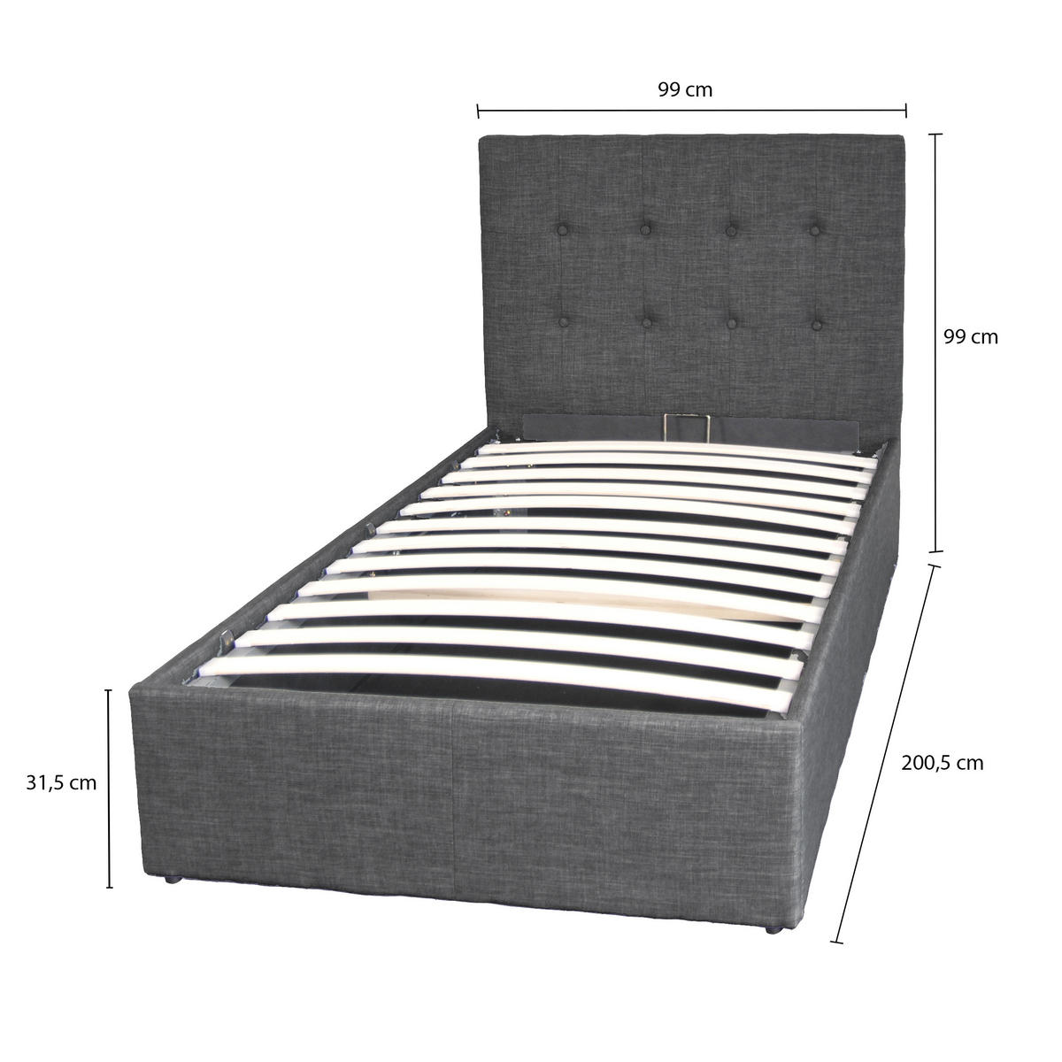 BETT PARMA mit Lattenrost 90x190 - Dunkelgrau - Dunkelgrau, Holzwerkstoff (90/190cm) - Weber Industries