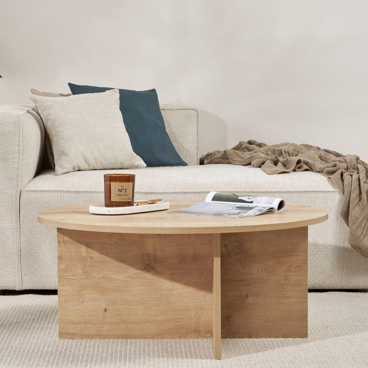 COUCHTISCH - Klares Holz - Eschefarben, Holz (90/90/40cm) - Drawer