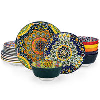 KOMBISERVICE 18-teilig Steinzeug Geschirrset Böhmischer Stil - Multicolor, Keramik (27.2/2.3/27.2cm) - Kaket