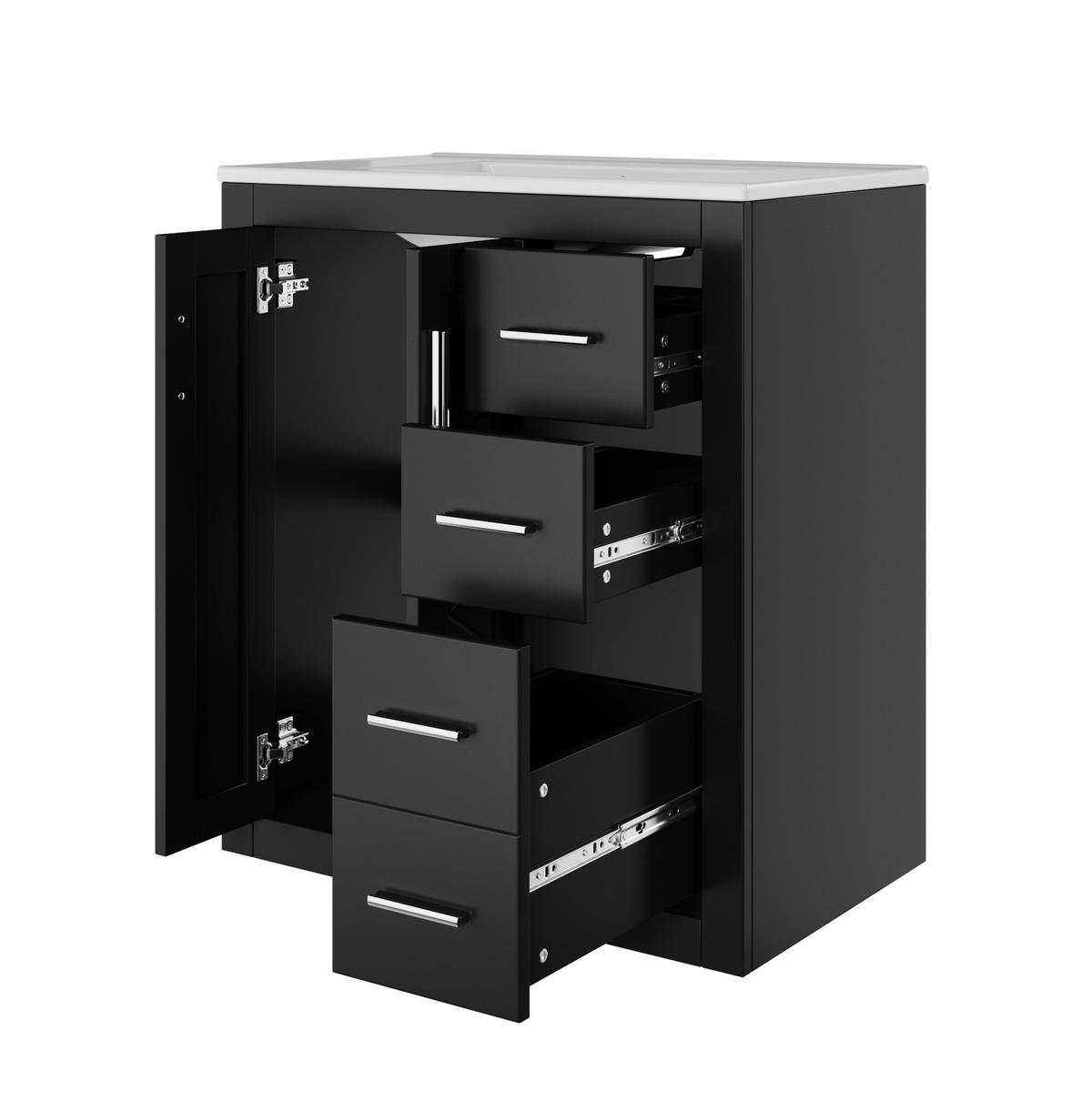 WASCHTISCH mit integriertem Keramikbecken 76 x 46,5 x 85,5 cm Schwarz - Schwarz, Holzwerkstoff (46.5/85.5/76cm) - Beauniv