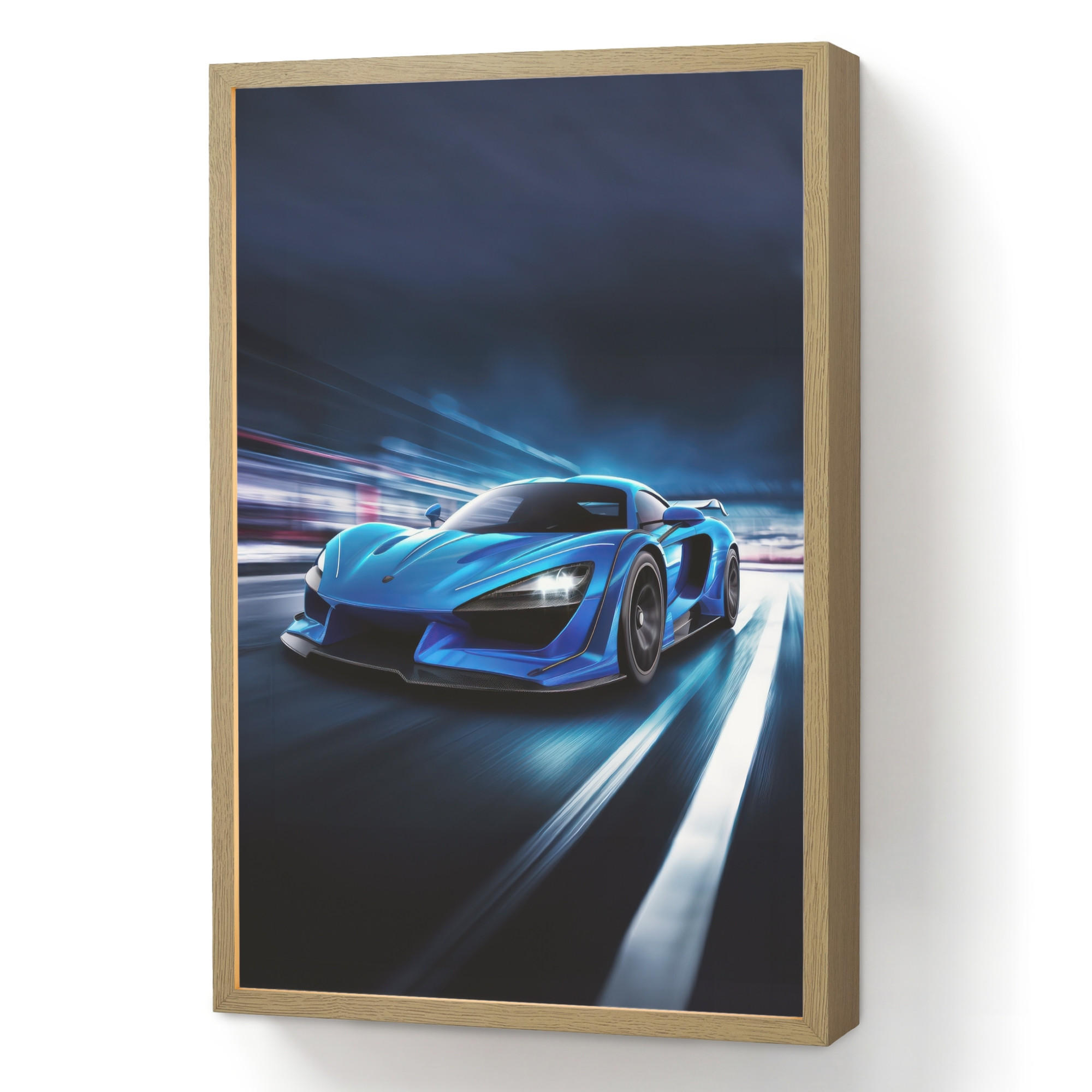 NACHTTISCHLAMPE MIT AKKU Auto - Blau - Jungen - Kind 40x60 cm - Blau, Holzwerkstoff (8/40/60cm) - OnlyWow