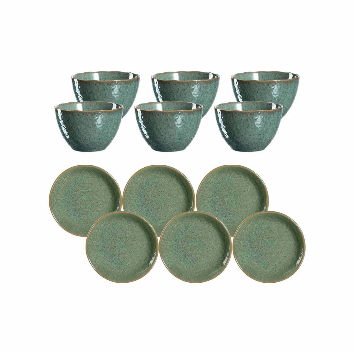 BRUNCHSET Matera grün 12er Set - Grün, Keramik (1/1/1cm) - Leonardo Living