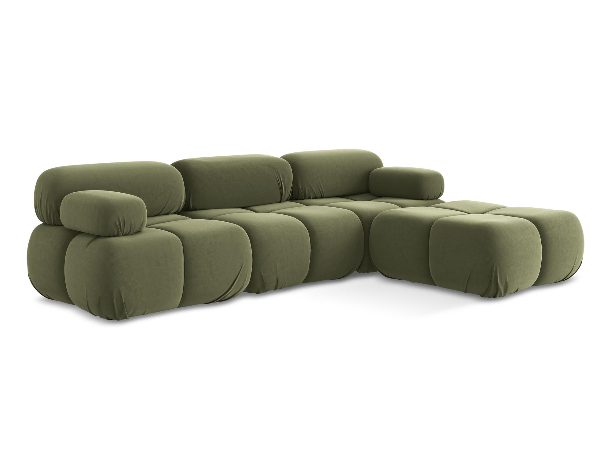 ECKSOFA Beidseitig Samt Stoff Grün - Schwarz/Olivgrün, Kunststoff/Textil (285/191cm) - Makamii