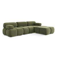 ECKSOFA Beidseitig Samt Stoff Grün - Schwarz/Olivgrün, Kunststoff/Textil (285/191cm) - Makamii