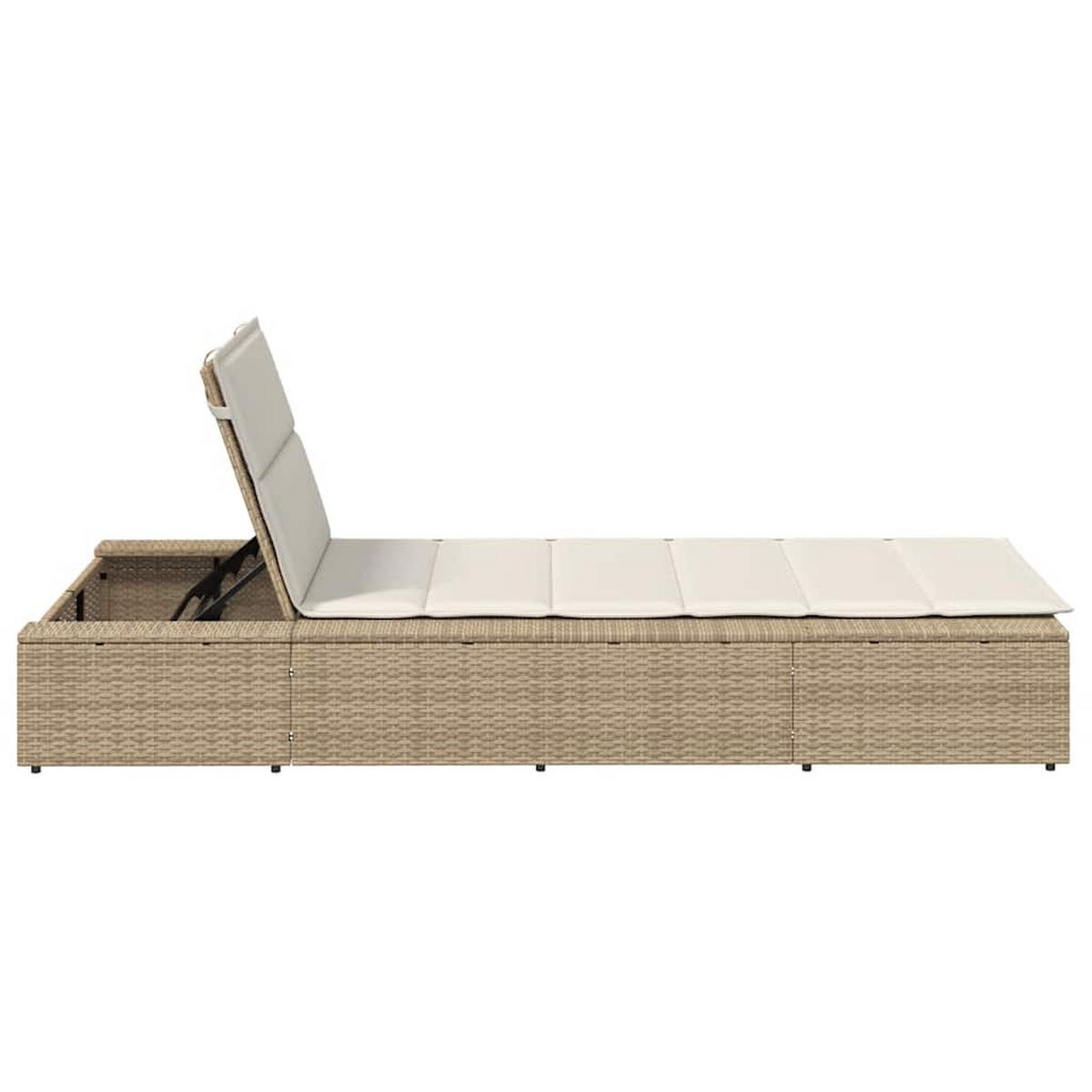SONNENLIEGE Mit Schwebender Auflage Beige Poly Rattan - Beige, Kunststoff (210/79/100cm) - vidaXL