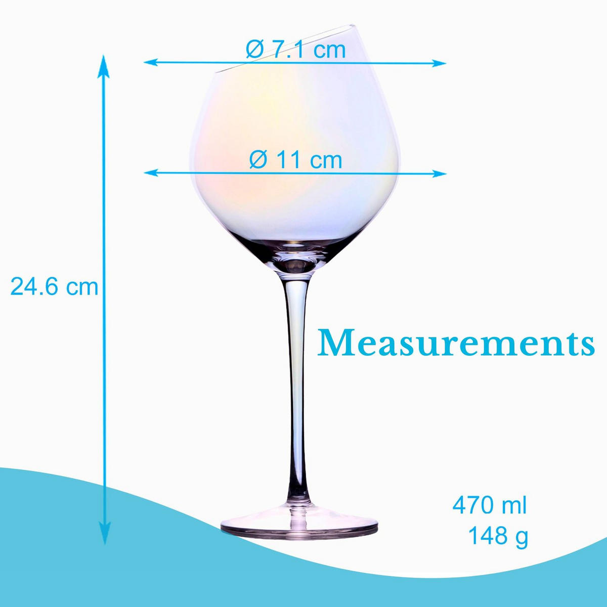WEIN GLAS SET moderne Kante Regenbogen Schimmer 470 ml (4er-Set) - Transparent, Glas (0.47L) - Intirilife