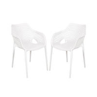 GARTENSTUHL 2er Set Nils weiß Gartenstühle - Weiß, Kunststoff (53/82/60cm) - DELUKE