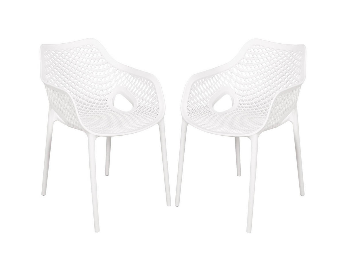 GARTENSTUHL 2er Set Nils weiß Gartenstühle - Weiß, Kunststoff (53/82/60cm) - DELUKE