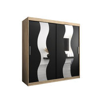 SCHWEBETÜRENSCHRANK 200/200/62 2-türig - Silberfarben/Schwarz, Holz/Kunststoff (200/200/62cm) - Abiks Möbel
