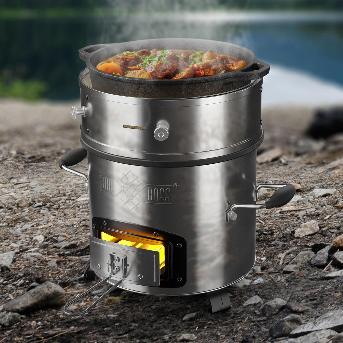 POWER RING FÜR RAKETENOFEN Ø25-35 cm - Silberfarben, Metall (25/9/25cm) - BBQ Boss