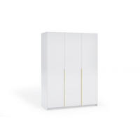 DREHTÜRENSCHRANK AMARA 148/204/58cm 3-türig Weiß - Goldfarben/Weiß, Holzwerkstoff (148/204/58cm) - MASSENO