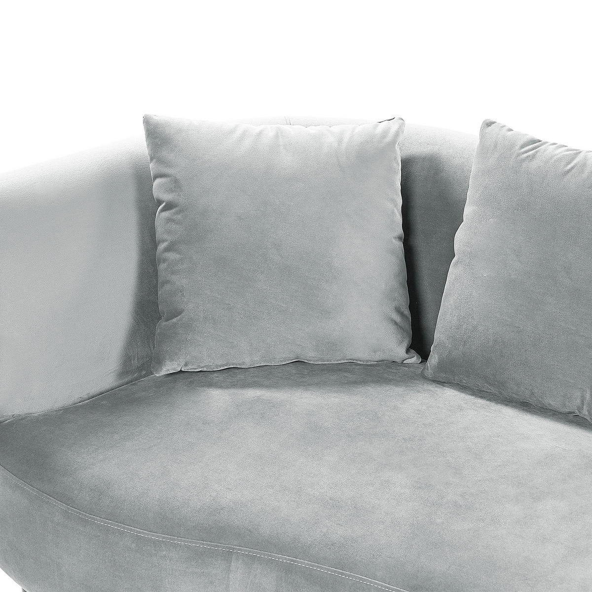 CHAISELONGUE Samtstoff hellgrau linksseitig Chaumont - Dunkelbraun/Grau, Textil (168/75/74cm) - Beliani