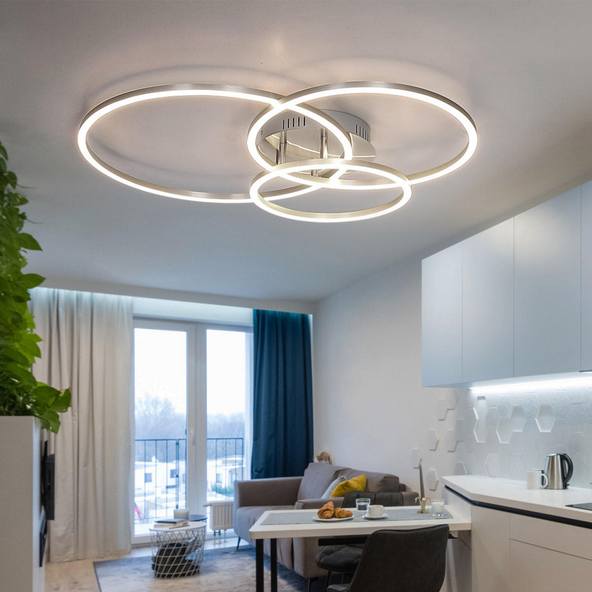 LED DECKENLEUCHTE MUNNI Silber Metall - Silberfarben, Metall (68/55/10cm) - Globo Lighting