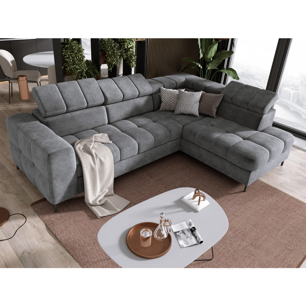 Thumbnail - DomoHome Ecksofa, Grau, Textil, Rechteckig, 279x201 cm, Wohnzimmer, Sofas & Couches, Wohnlandschaften, Ecksofas
