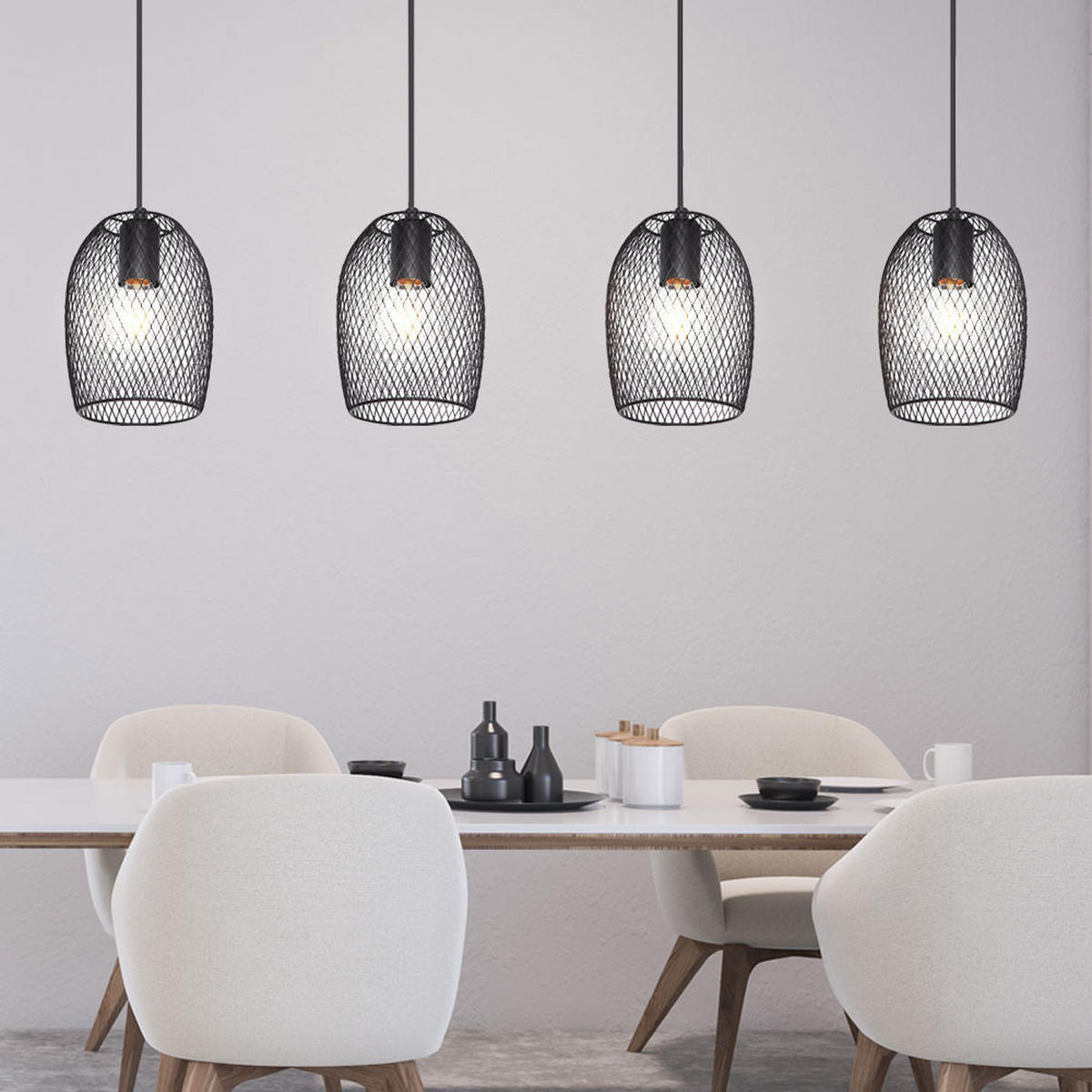 LED HÄNGELEUCHTE DOPS Geflecht Schwarz - Schwarz, Metall (100/15/150cm)