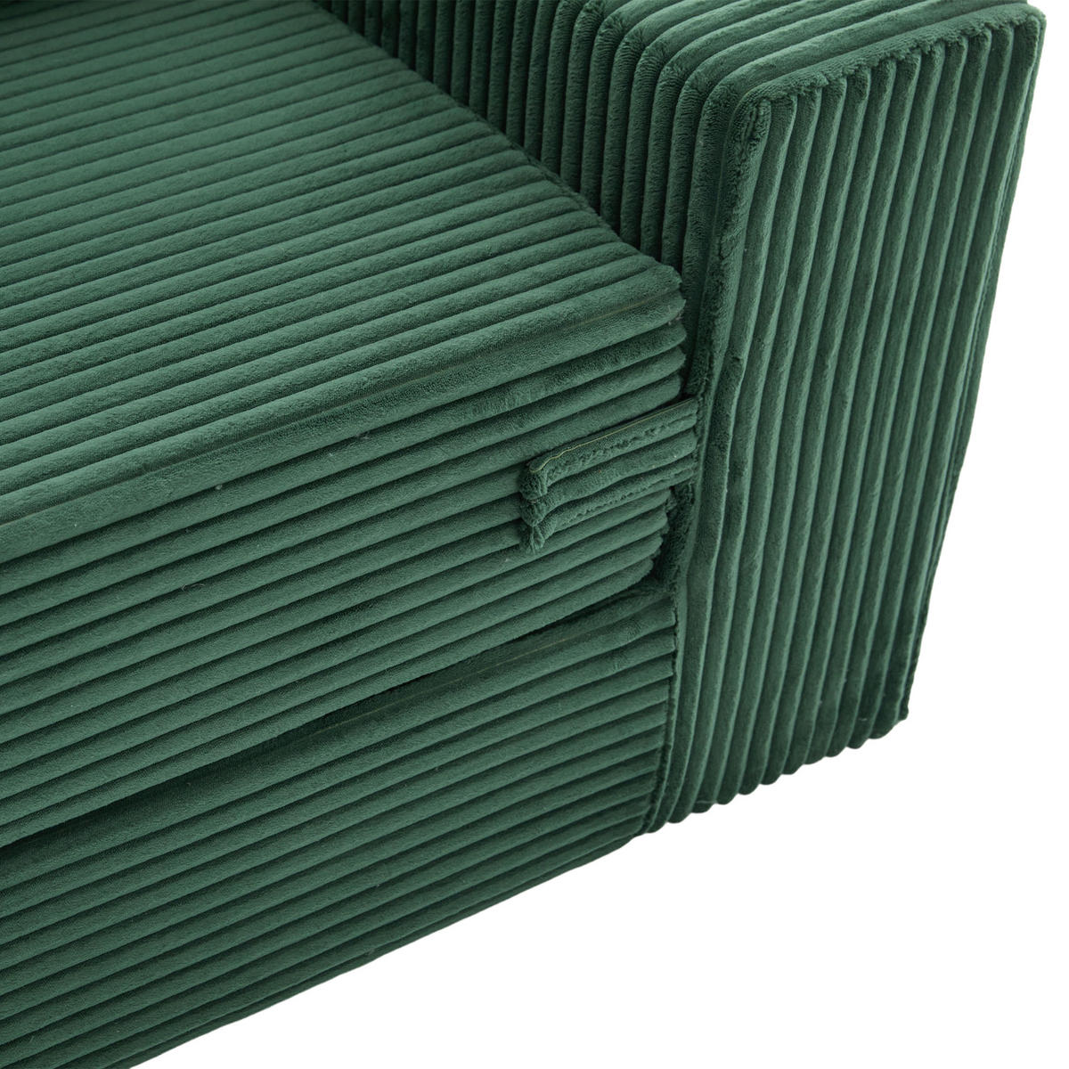 SCHLAFSOFA 2-in-1 mit Hocker, 2 Kissen und Becherhalter, DE-42913, Smaragdgrün - Grün, Textil (133/64/87cm) - ComfortXL