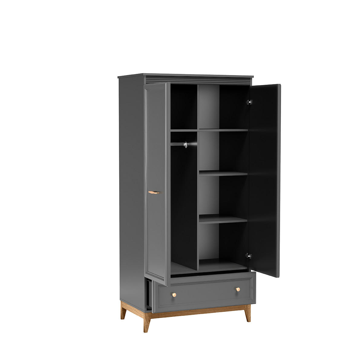 DREHTÜRENSCHRANK SUOLO 92/193/54,5 cm 2-türig Grau - Grau, Holzwerkstoff (92/193/54.5cm) - MASSENO