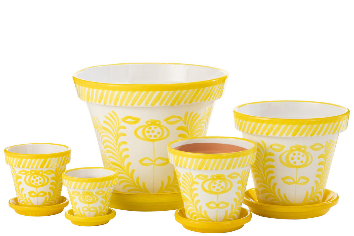 BLUMENTOPF GRANADA PATTERN- Töpferei - Gelb - XL - Ø 50 cm - Multicolor, Keramik (50/40cm) - J-Line