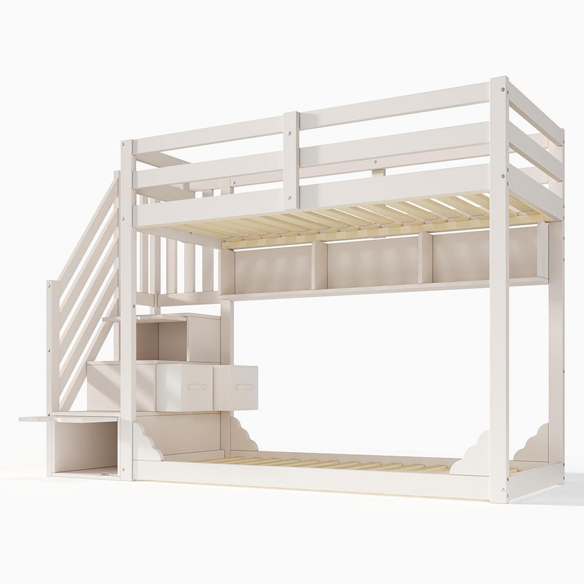 ETAGENBETT 90x200 cm in Weiß(ohne Matratze) - Weiß, Holz