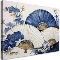 WANDBILD japanischer fächer blau - Blau, Textil (60/40cm) - Feeby