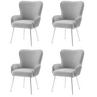 ESSZIMMERSTUHL 4er Set Samt Lounge Grau Silber Armlehnen - Grau, Textil (57.5/88/56cm) - FLIEKS