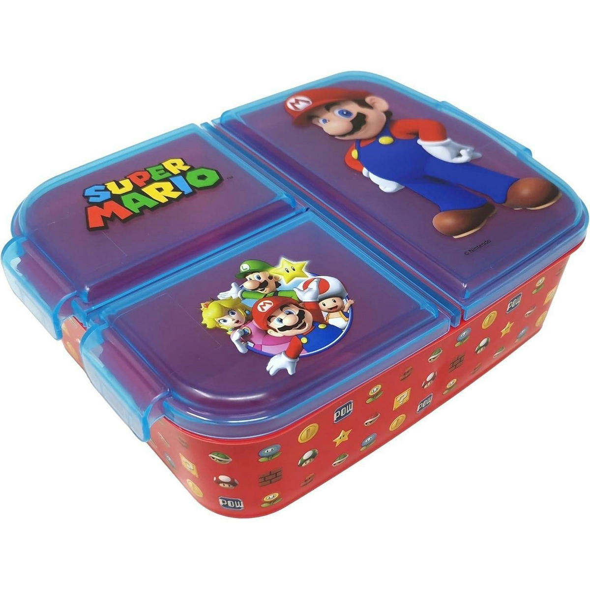 BROTDOSE mit Fächern Super Mario Kunststoff BPA frei - Multicolor, Kunststoff (14/7/18cm)